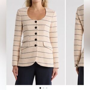 New rag and bone Roslyn tweed blazer Cream Striped Women's Sweater Jacket